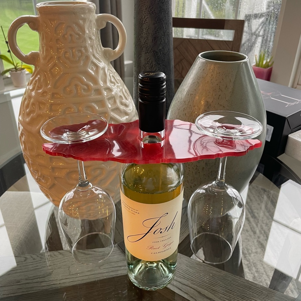 Resin wine bottle and glass holder